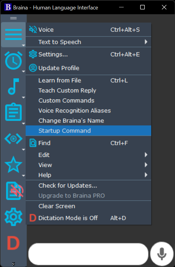 startup command