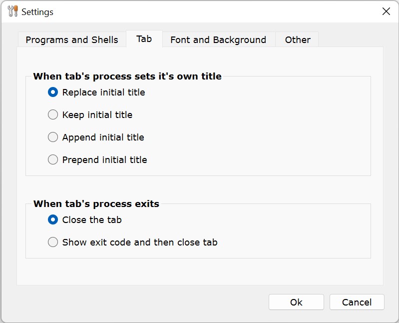 Tab Settings - FireCMD